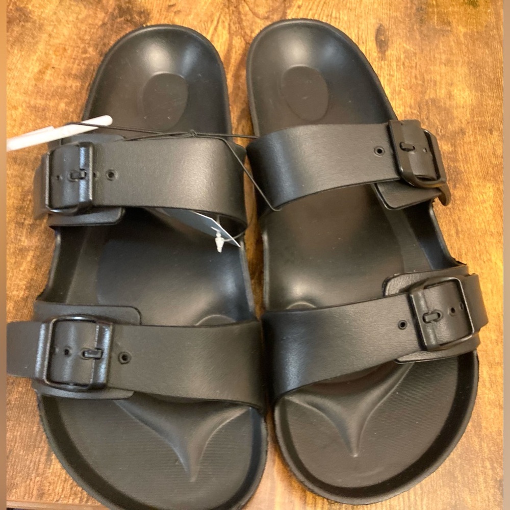 Women's Neida EVA Two Band Footbed Slide Sandals - Shade & Shore™ Black Size 11 - Picture 3 of 6